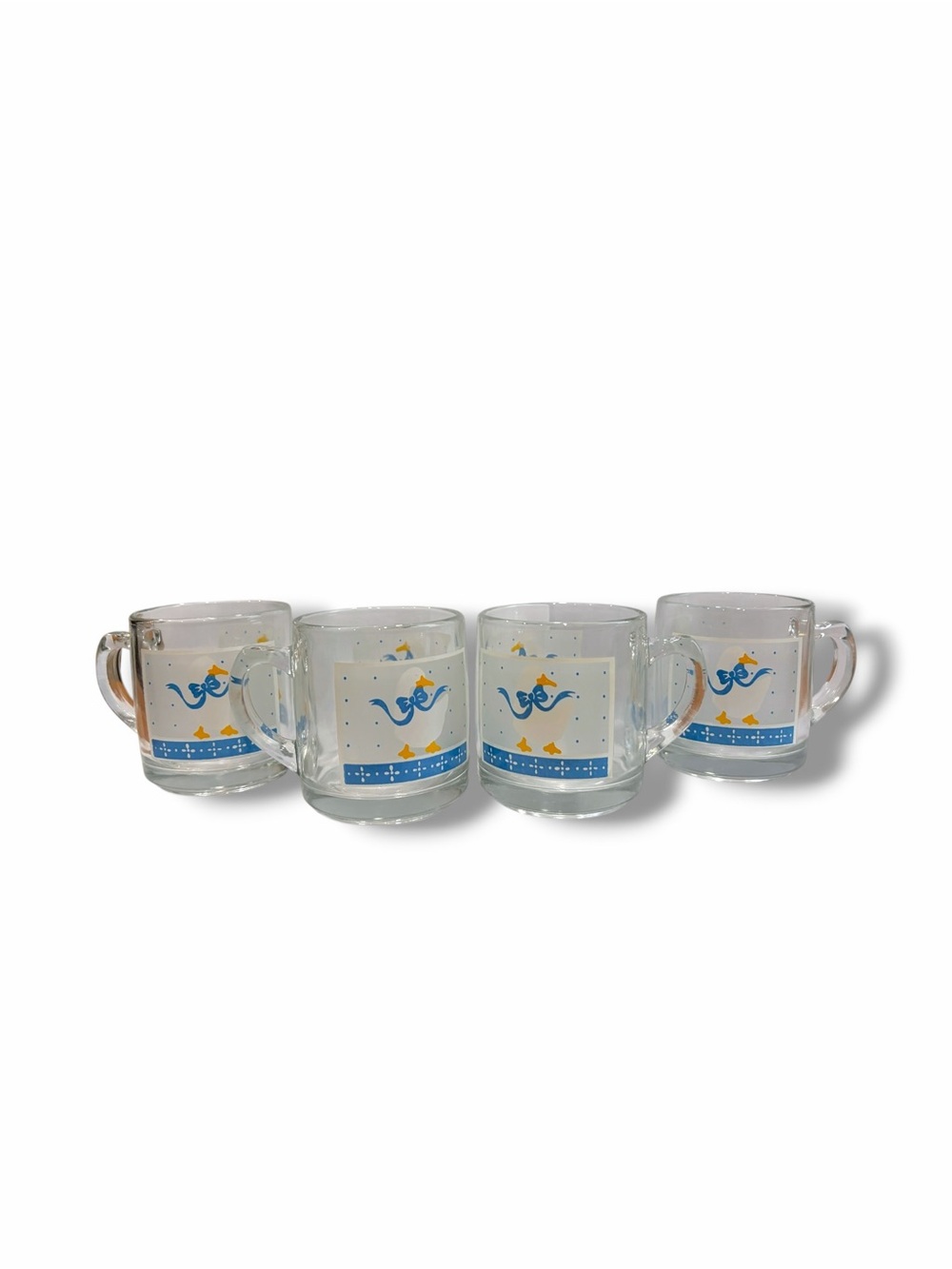 SOLD - Set of 4 Country Goose Themed Glass Mugs - Picture 3 of 8